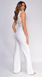 Vanna Crochet Flared Leg Jumpsuit White