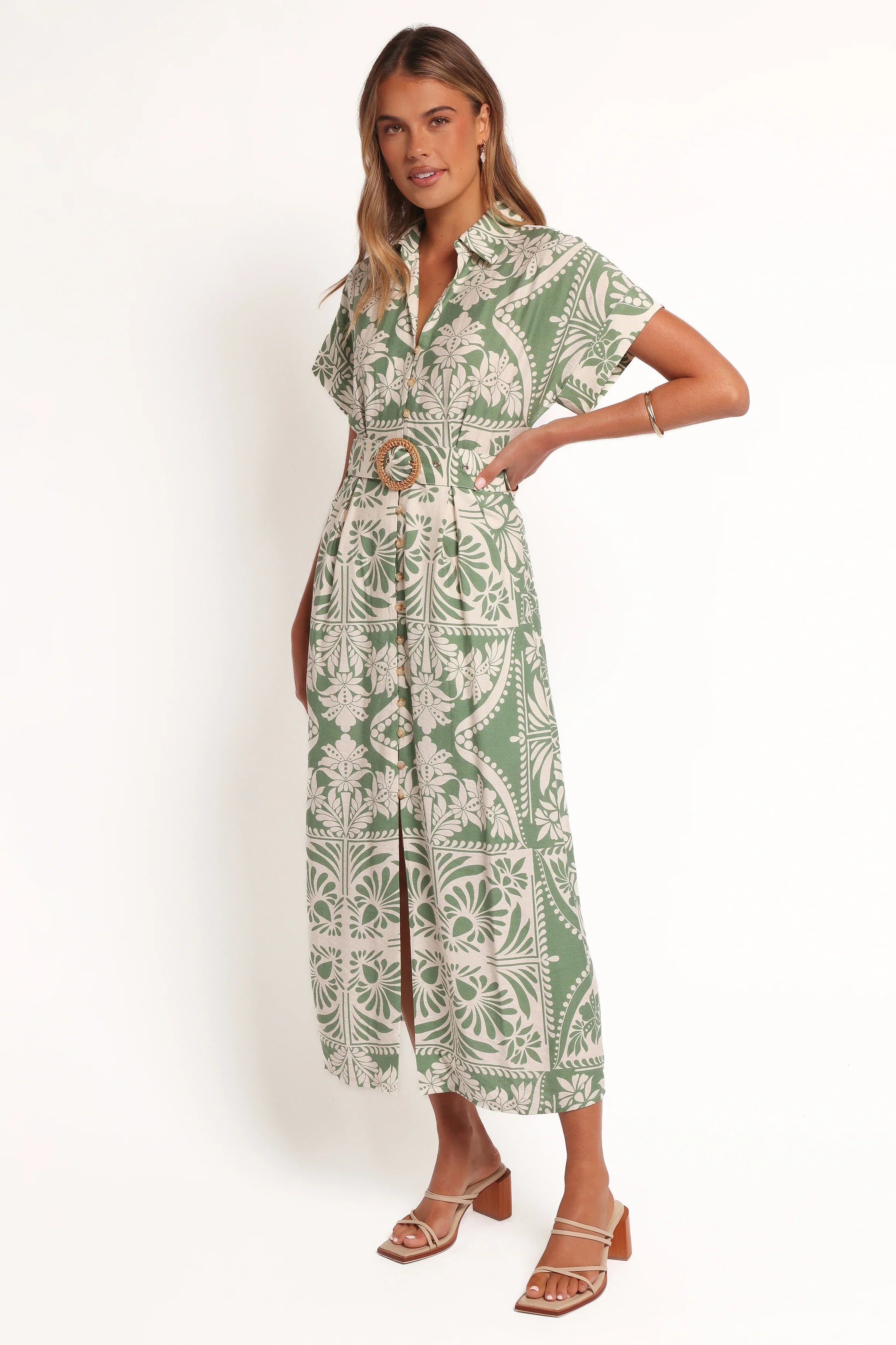 Preston Midi Dress Green Floral