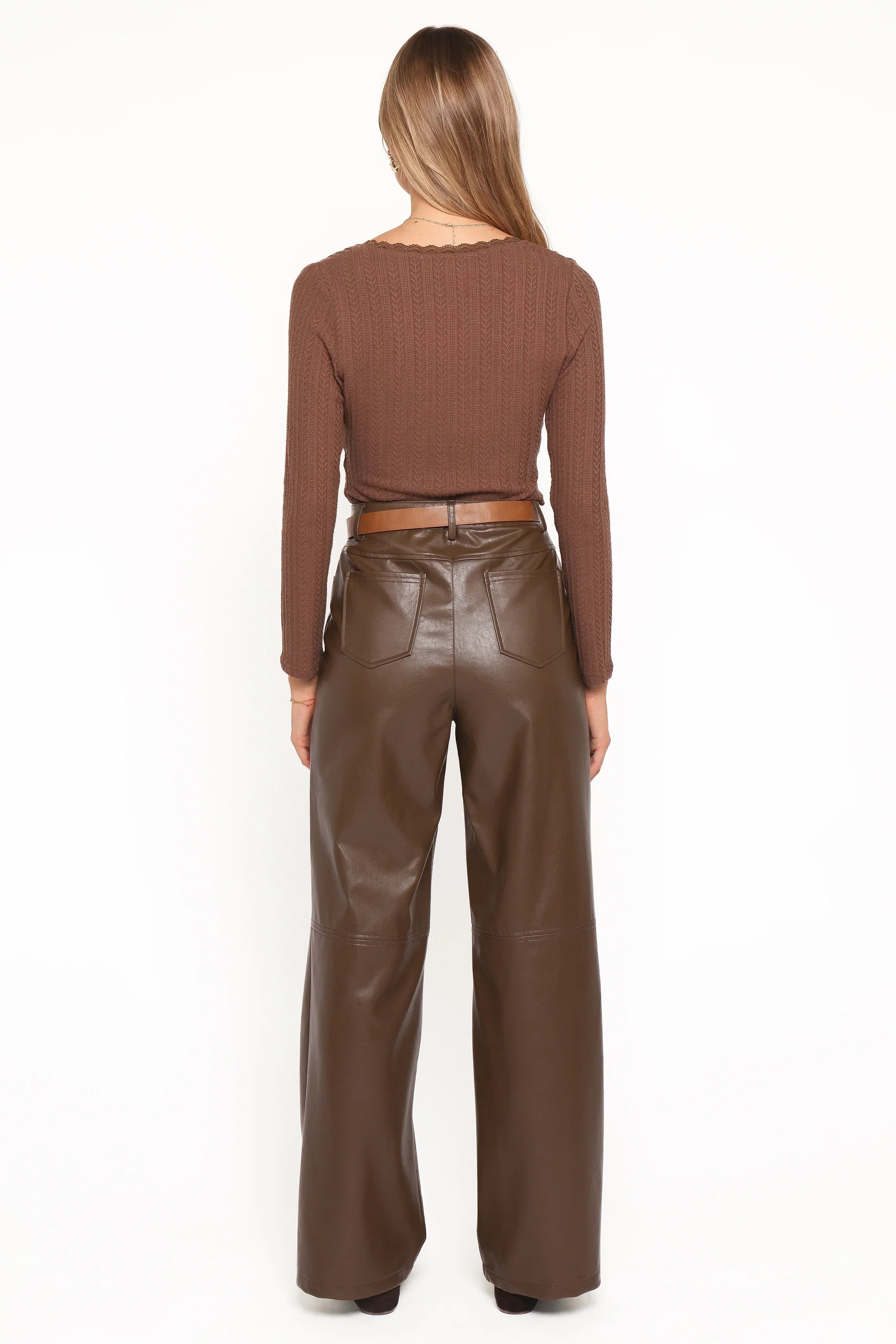Emer Leather Pant Chocolate Brown