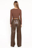 Emer Leather Pant Chocolate Brown