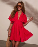 Stacie Pleated Mini Shirt Dress