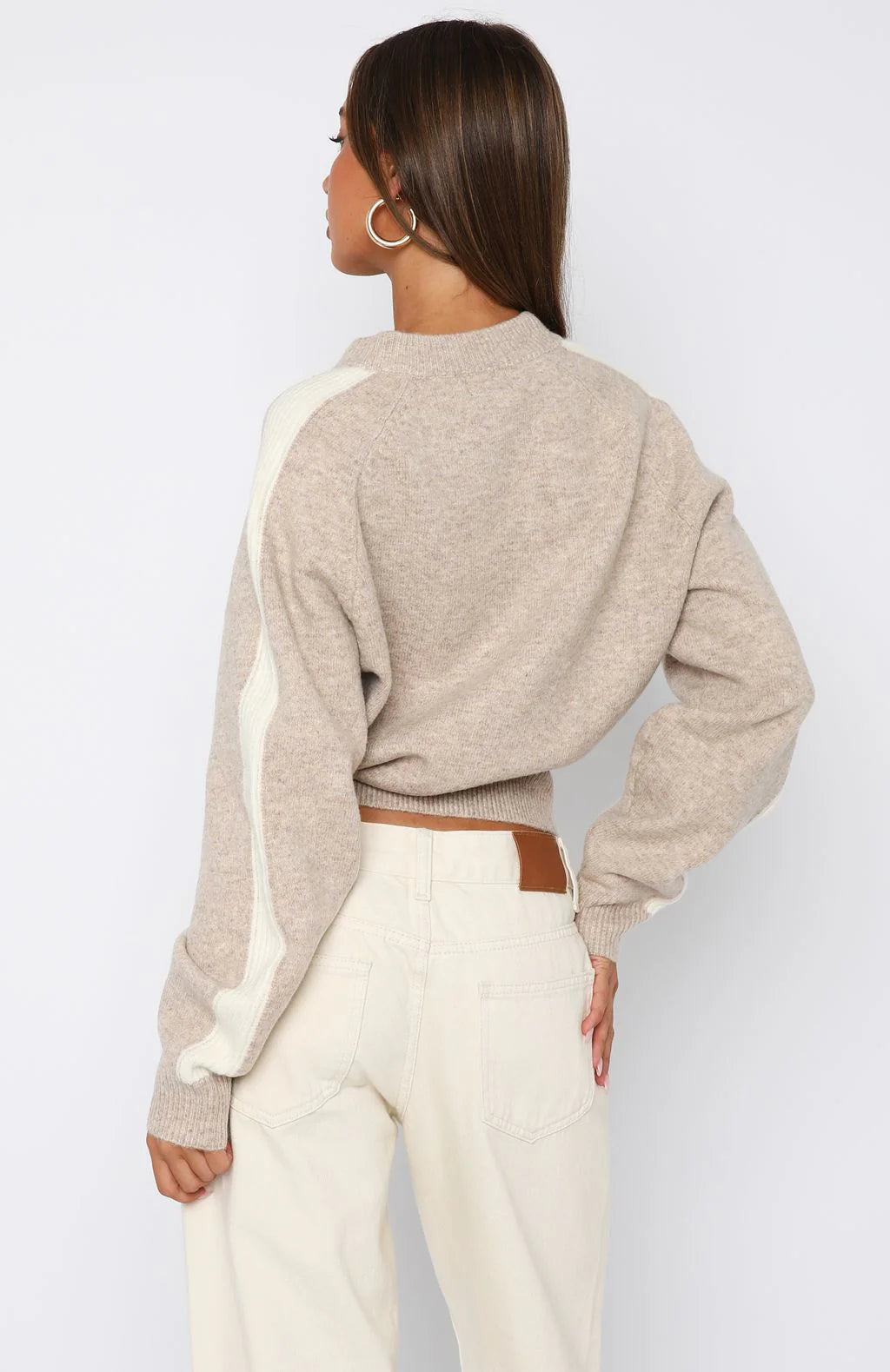 Stripe Me Down Knit Jacket Oat White