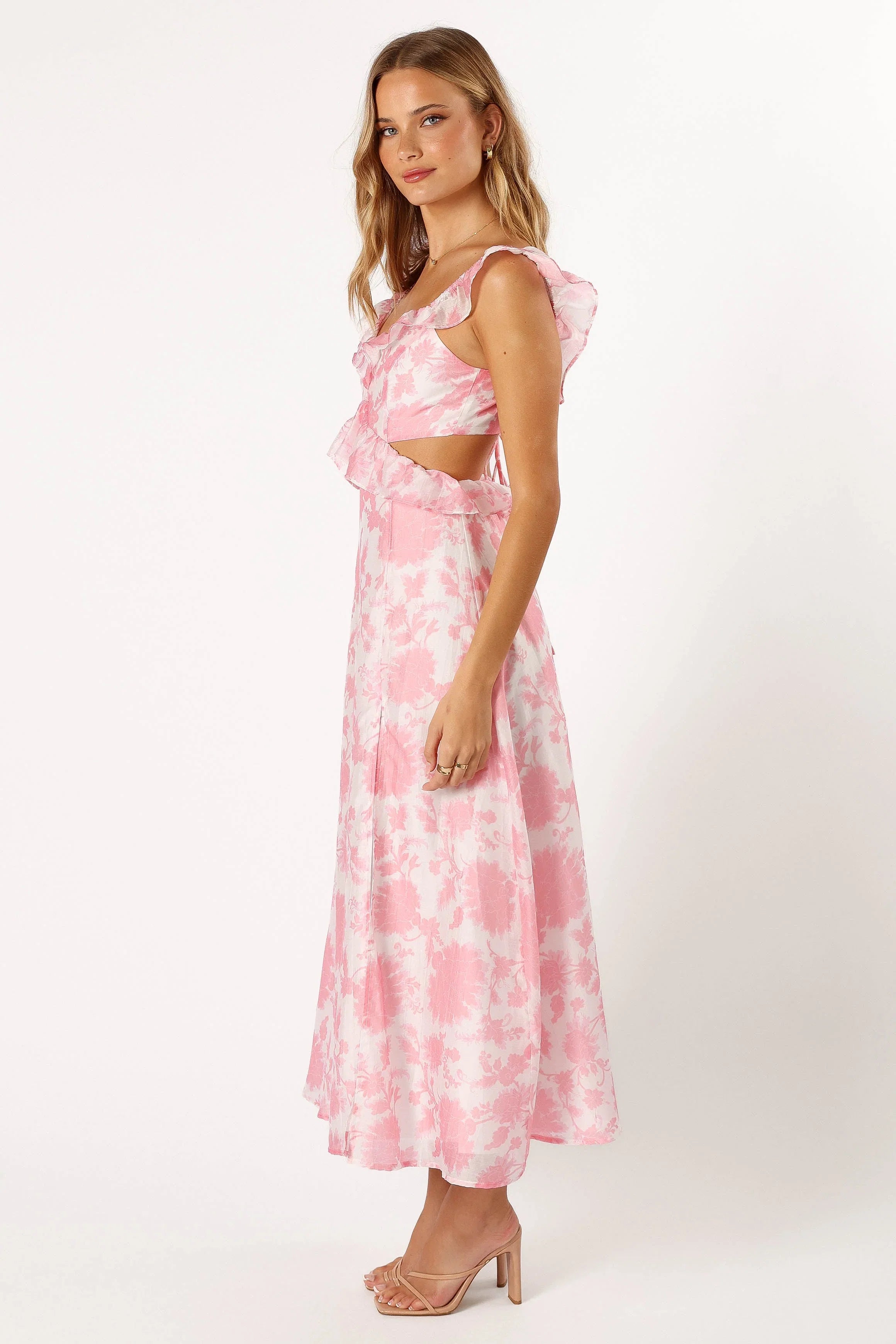 Rori Ruffle Maxi Dress Pink Floral