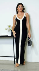 Kiah Two Tone Knit Maxi Dress Black