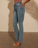 Jennings Super Stretch High Rise Slim Leg Split Hem Jeans