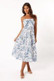 Cherie Bow Front Midi Dress Blue