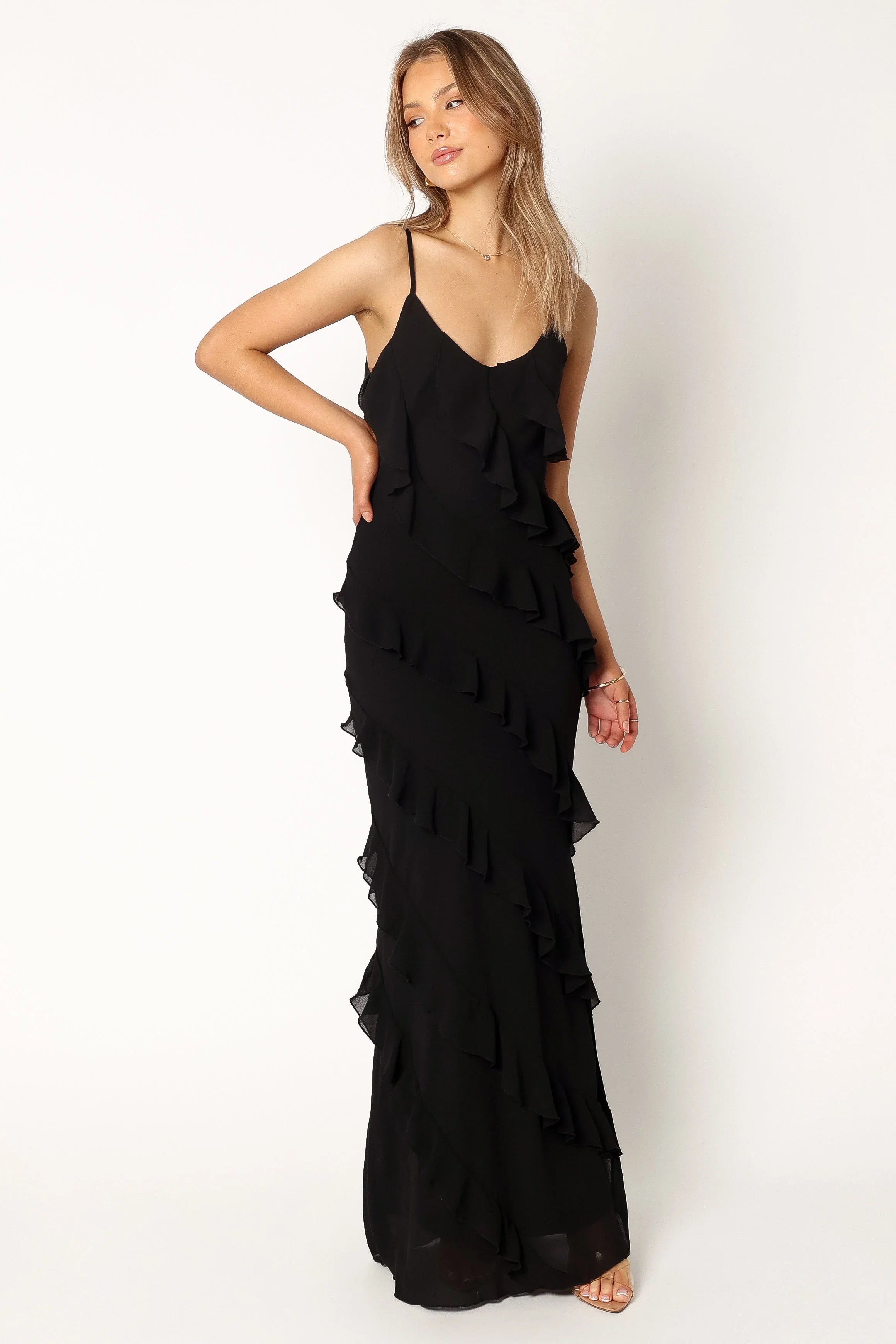 Ciao Ruffles Maxi Dress Black