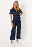Demi Contrast Stitch Jumpsuit Dark Denim