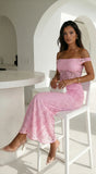 Roselune Lace Off Shoulder Dress Pink
