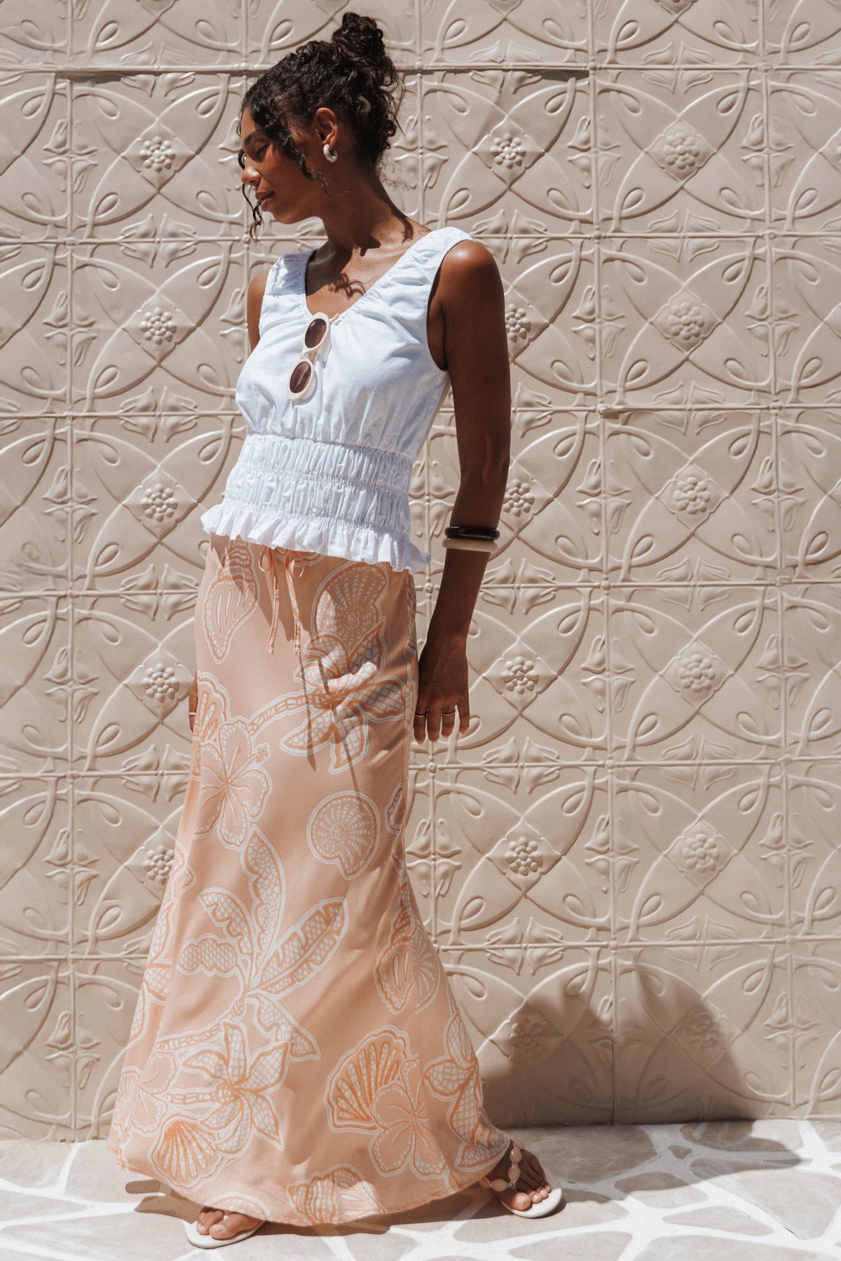 Marissa Maxi Skirt Peach Floral
