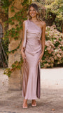 Halle One Shoulder Maxi Dress Dusty Pink