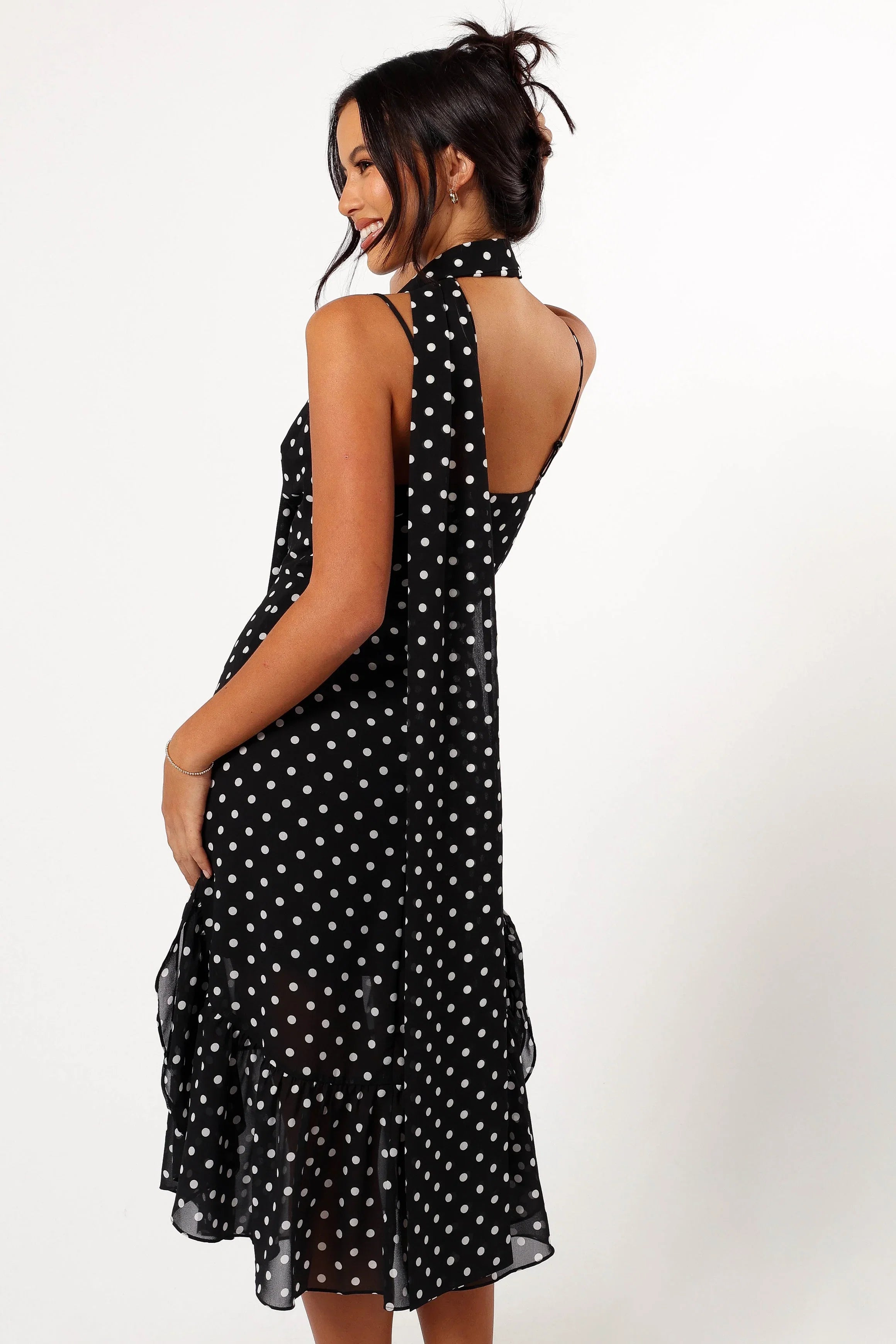 Francesca Midi Dress Black Polka Dot