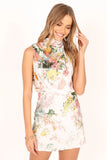 Anabelle Halter Neck Mini Dress White Floral