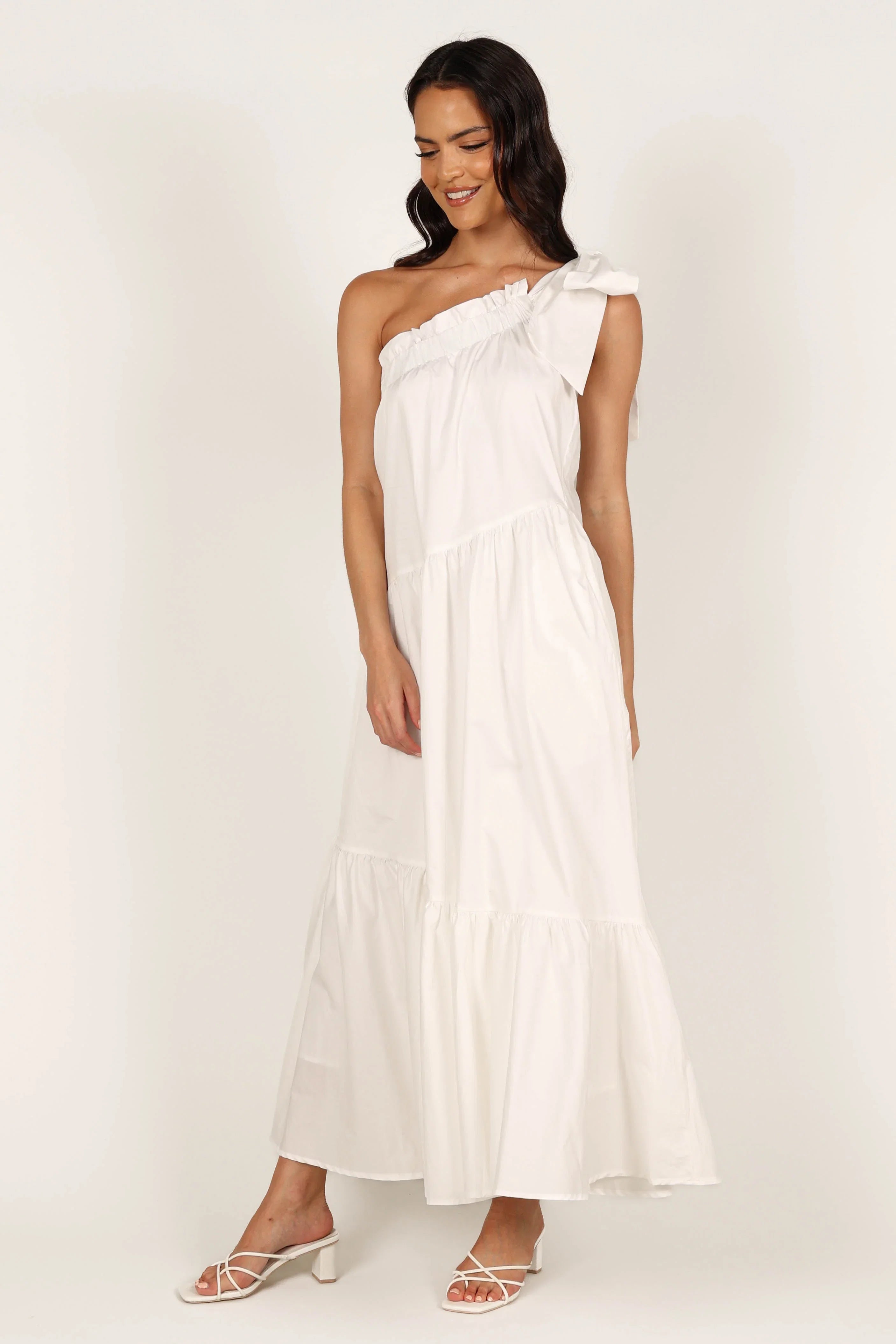 Ava One Shoulder Maxi Dress White