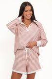 Dealia Knit Short Set Pink Stripe