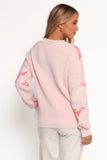 Carrington Bow Print Knit Sweater Pink