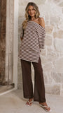 Reda Semi Sheer Pants Chocolate White Spot