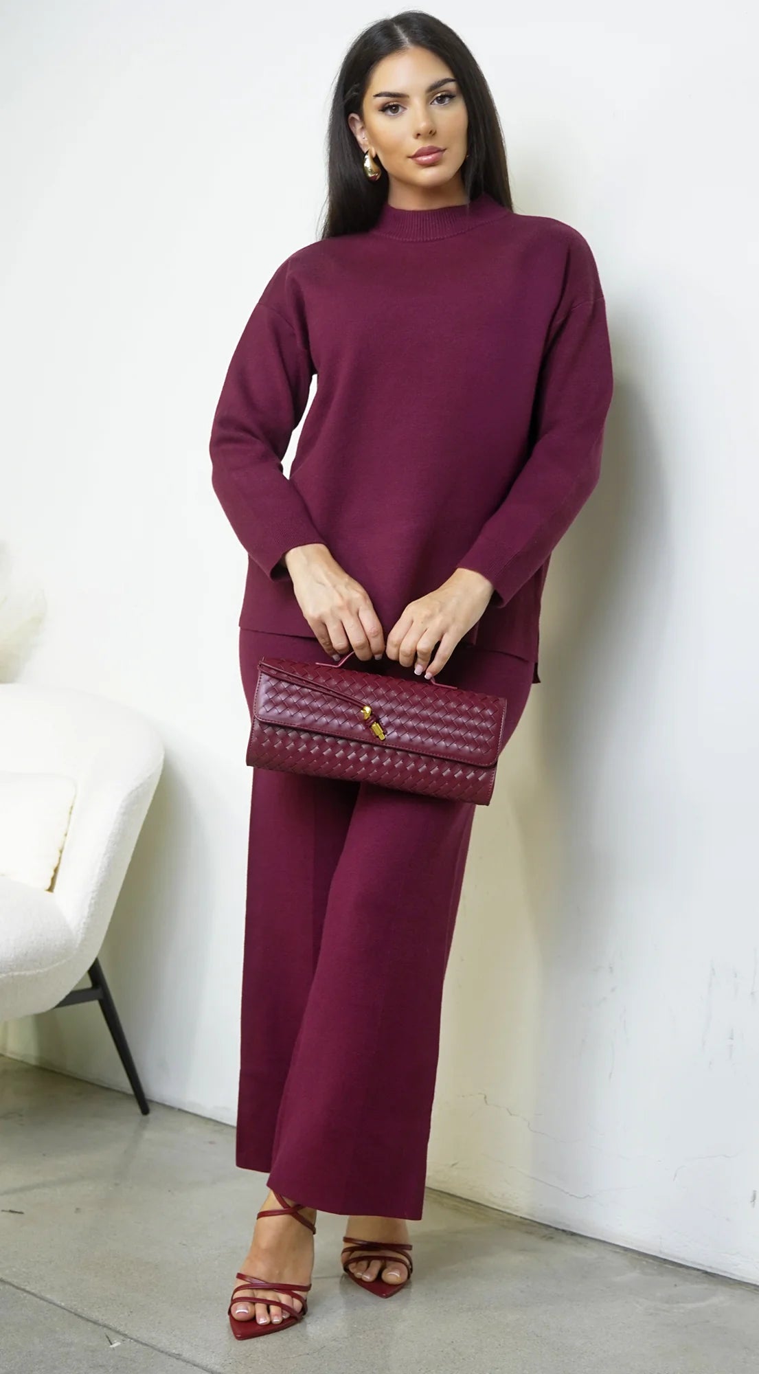 Mirel Knit Set Burgundy