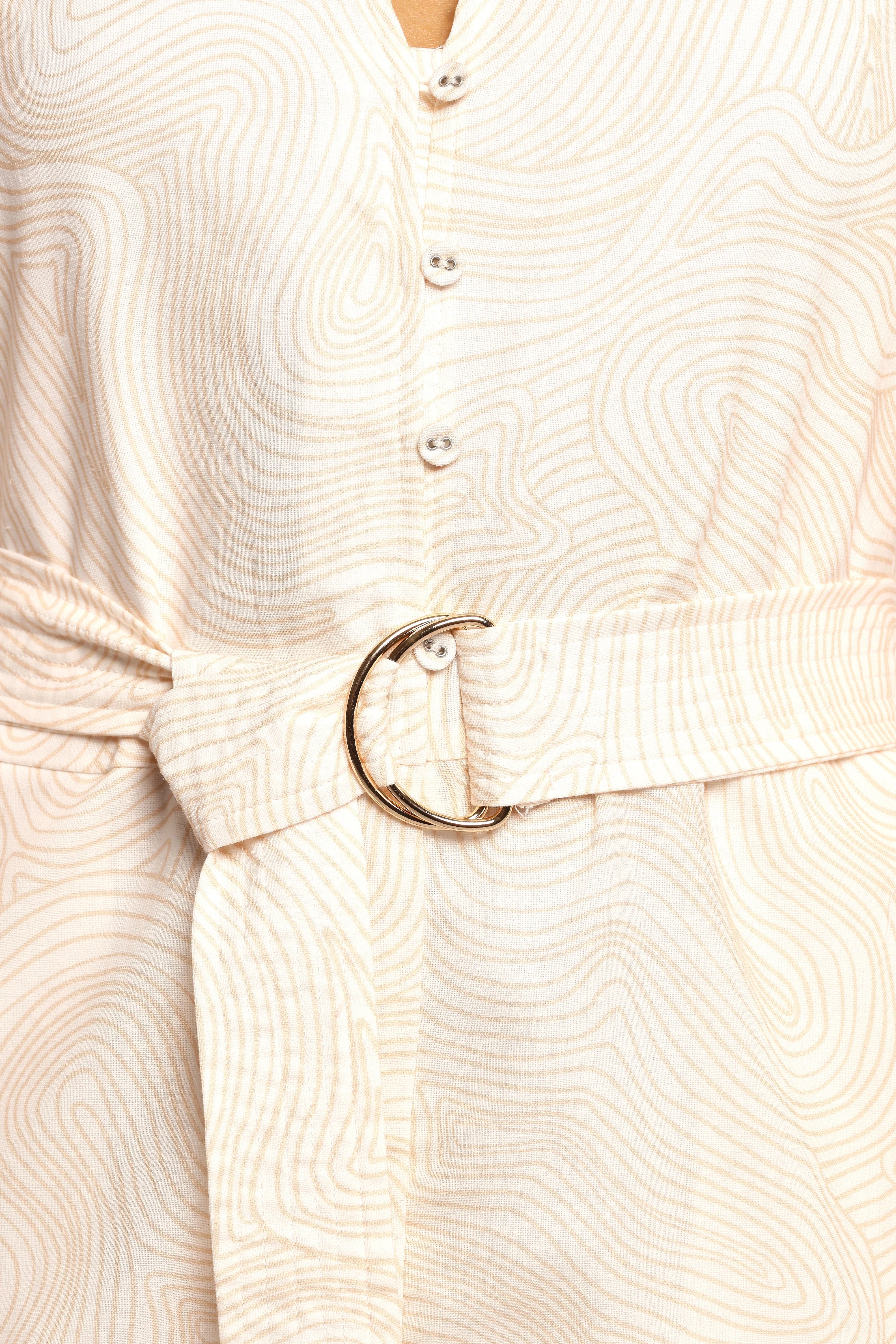 Cassian Belted Romper Tan Swirl