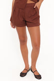 Elinor Cuffed Linen Short Brown