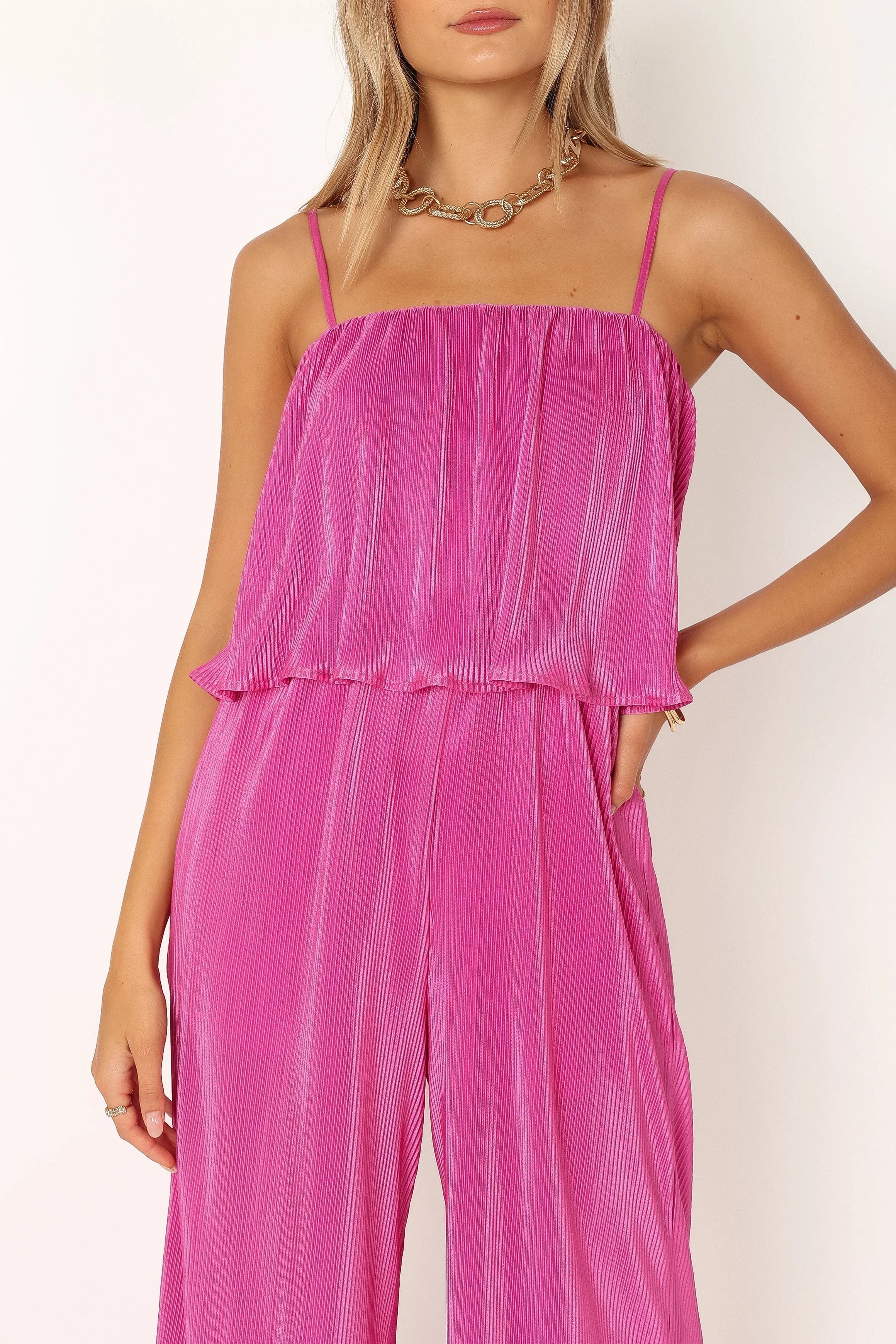 Jillian Plisse Jumpsuit Orchid