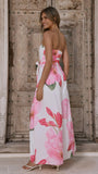 Carson Front Split Strapless Jumpsuit Pink Floral