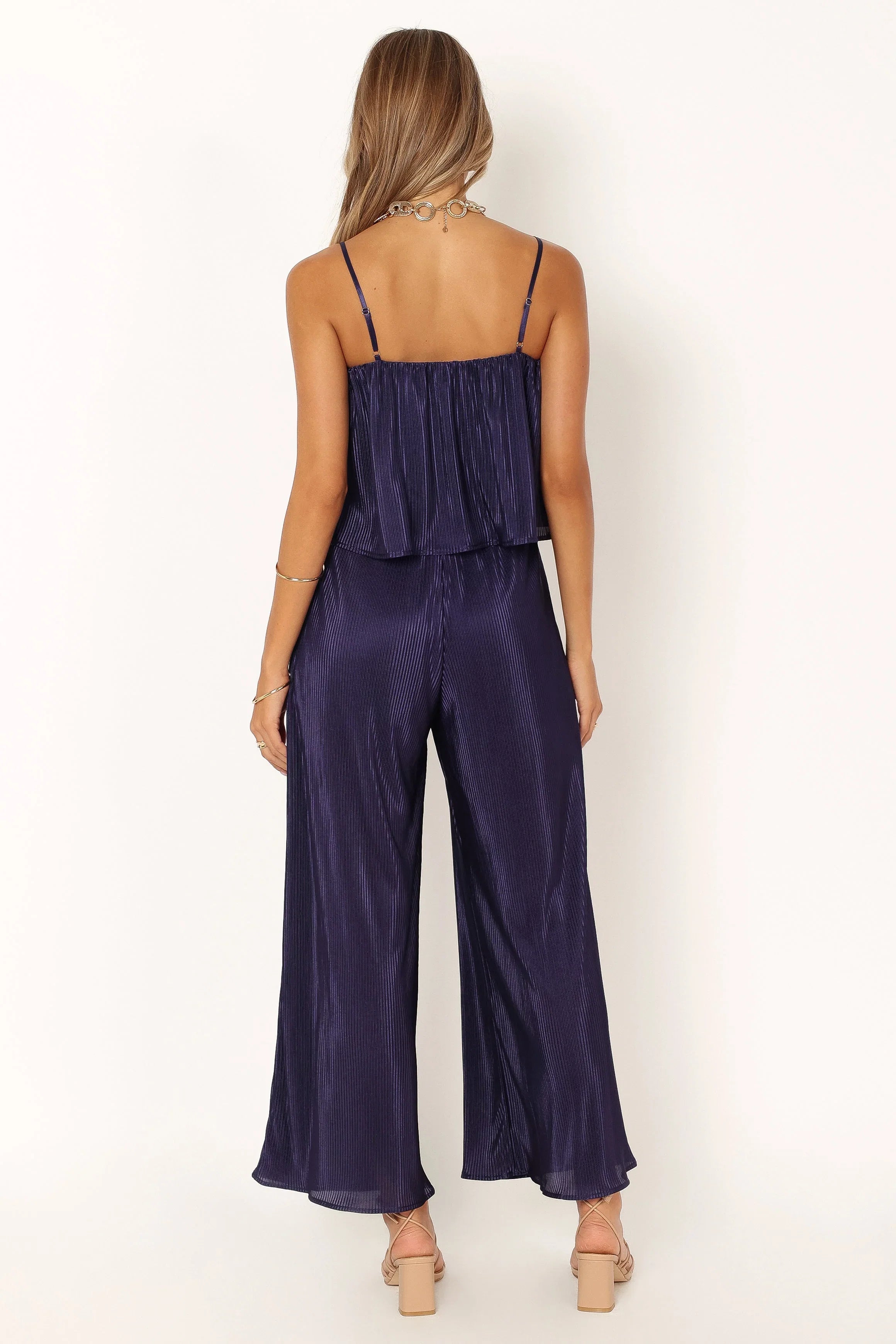 Jillian Plisse Jumpsuit Navy