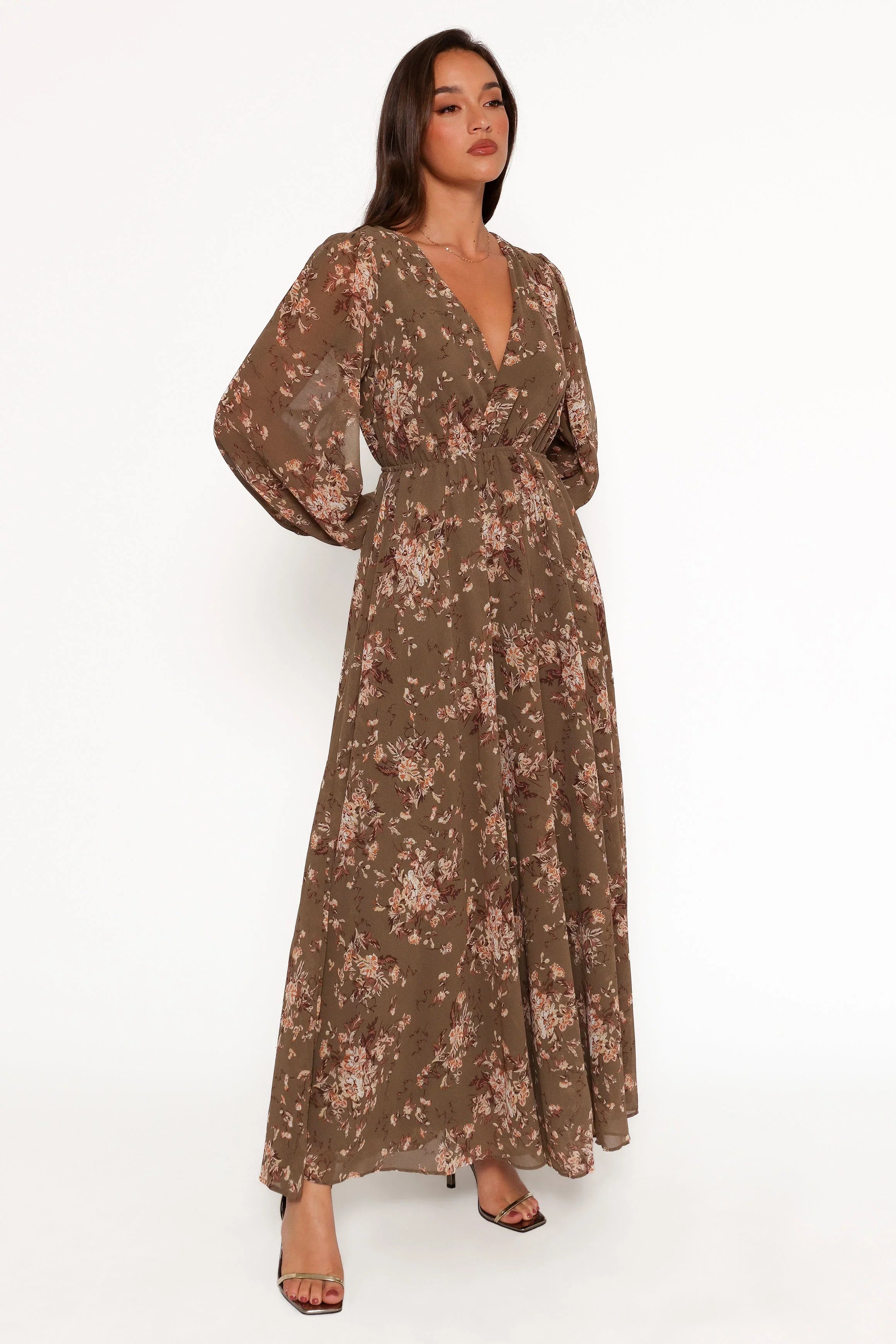Anisa Maxi Dress Olive Floral