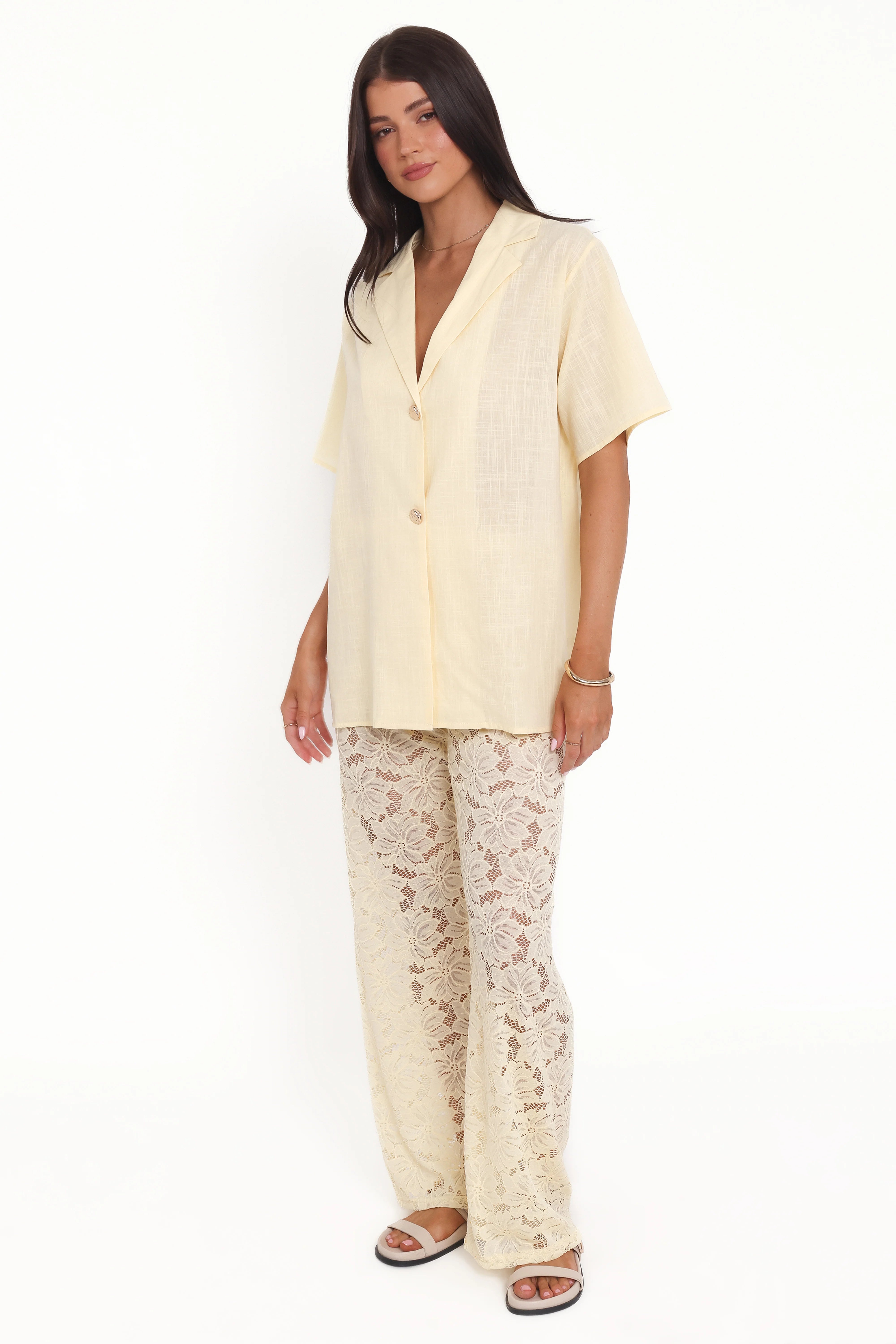 Mindy Lace Pant Set Yellow