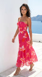 Paradiso Floral Print Midi Dress Pink