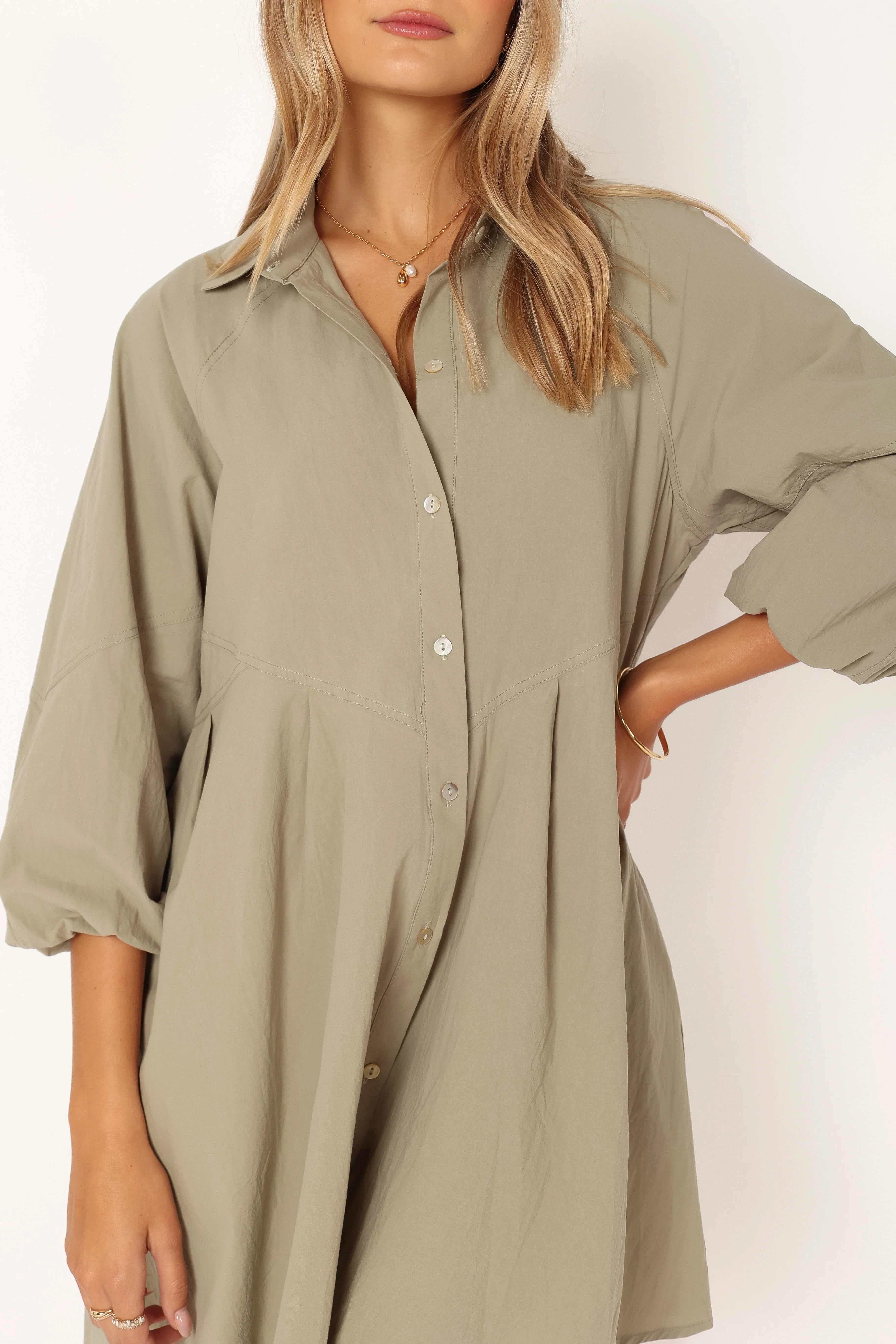 Criselle Long Sleeve Mini Dress Khaki