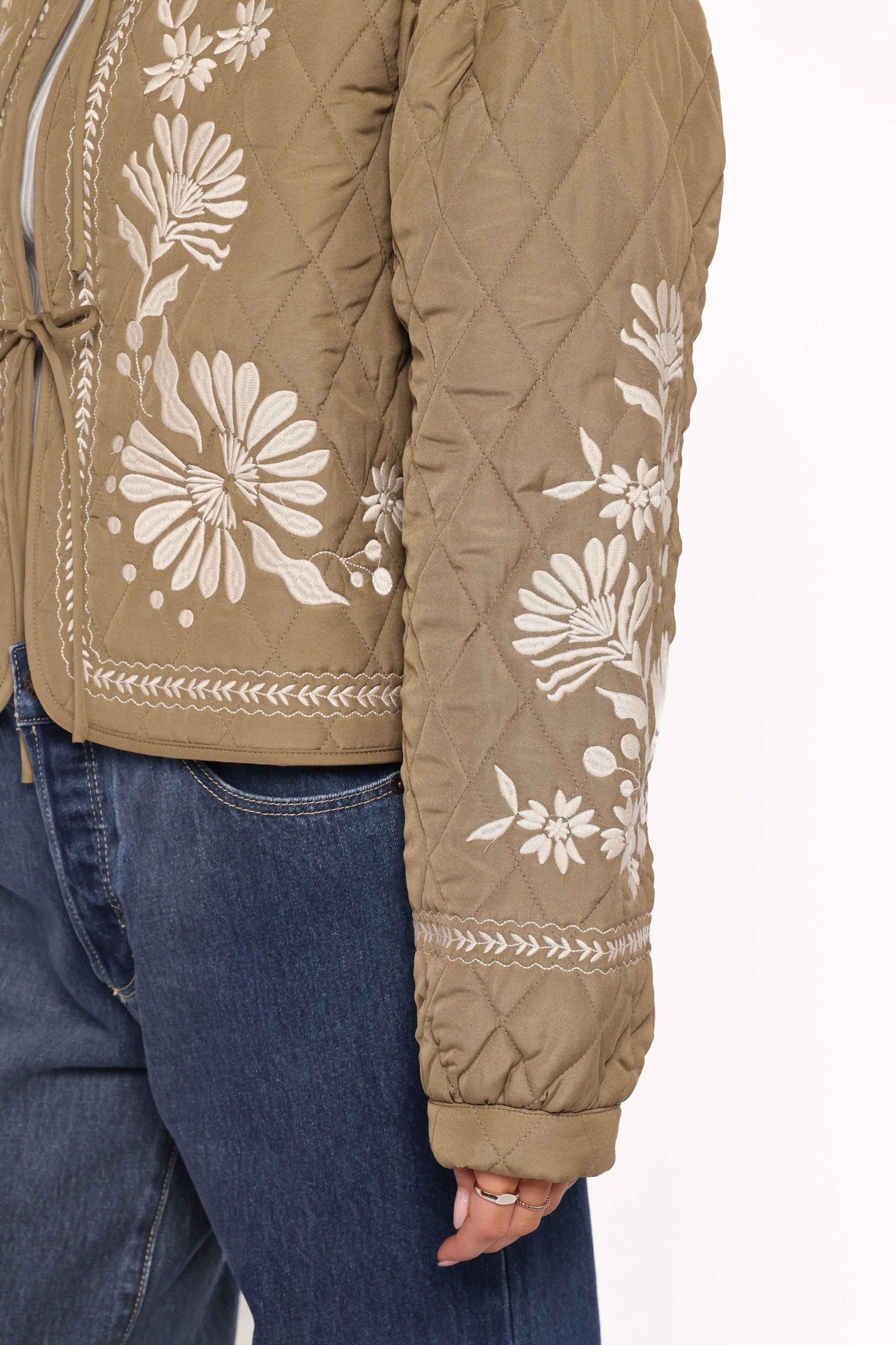 Vako Quilted Embroidered Jacket Olive
