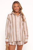 Dean Long Sleeve Short Set Beige Stripe