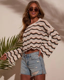 Maia Crochet Stripe Bell Sleeve Long Sleeve Top