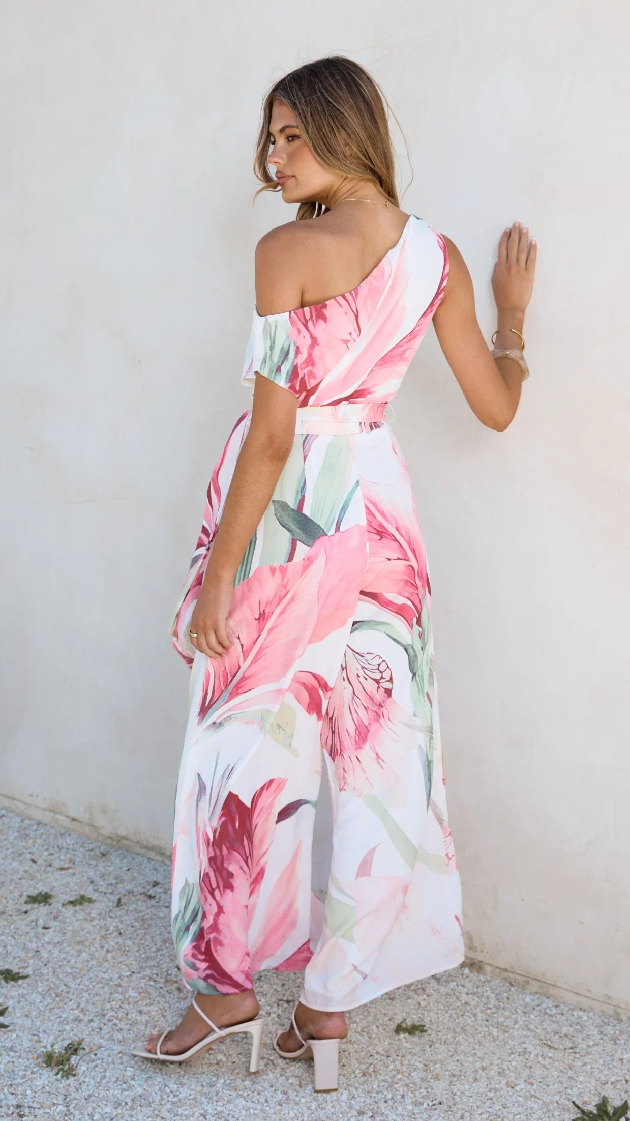 Oasis One Shoulder Jumpsuit Pink Floral
