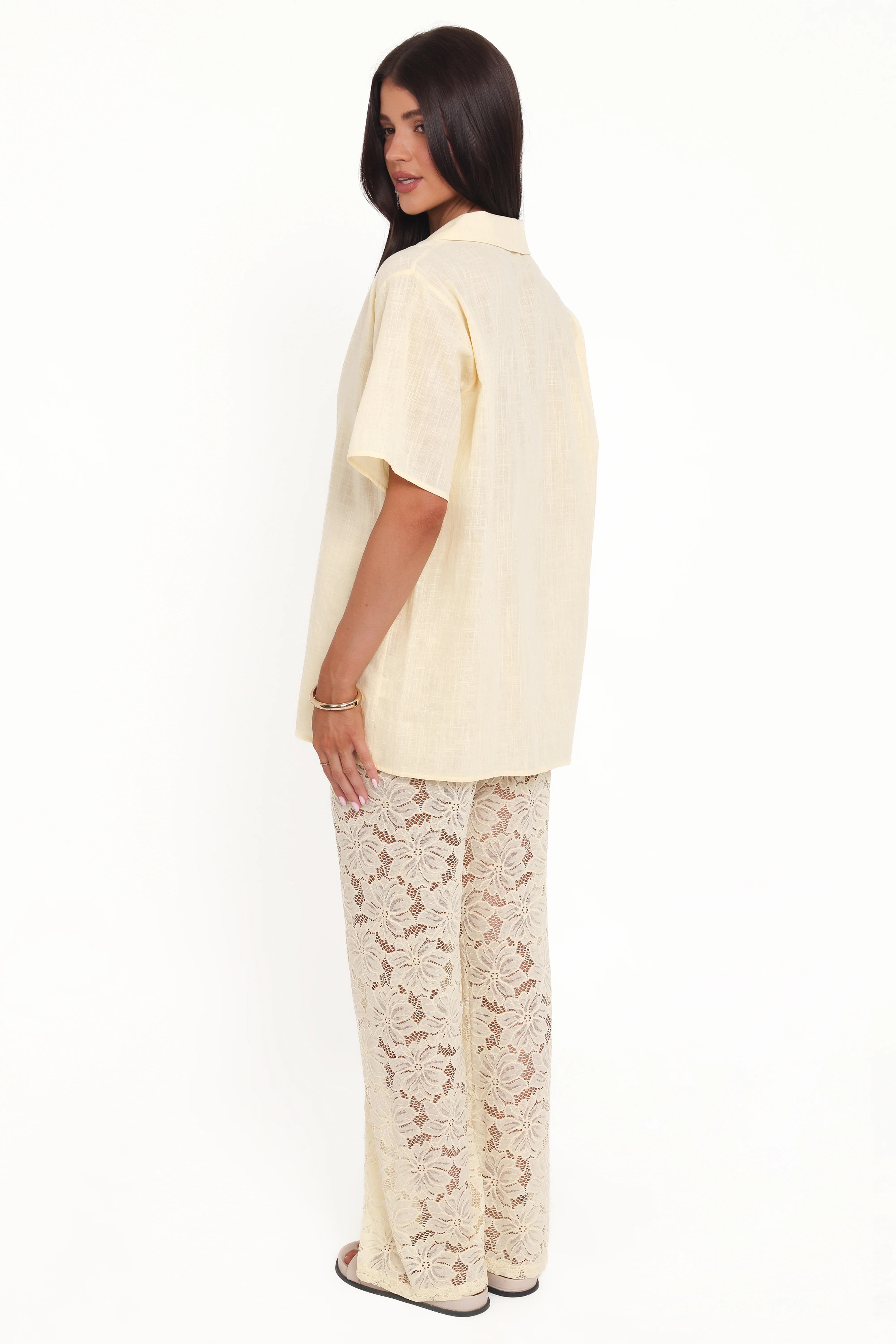 Mindy Lace Pant Set Yellow