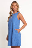 Zita Embroidered A Line Mini Dress Cobalt