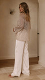 Zahni Sequins Long Sleeve Top Beige
