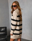 Zellah Contrast Stripe Turtleneck Sweater Dress