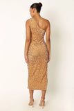 Kiki One Shoulder Midi Dress Gold
