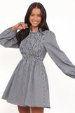 Jessen Long Sleeve Mini Dress Navy Gingham