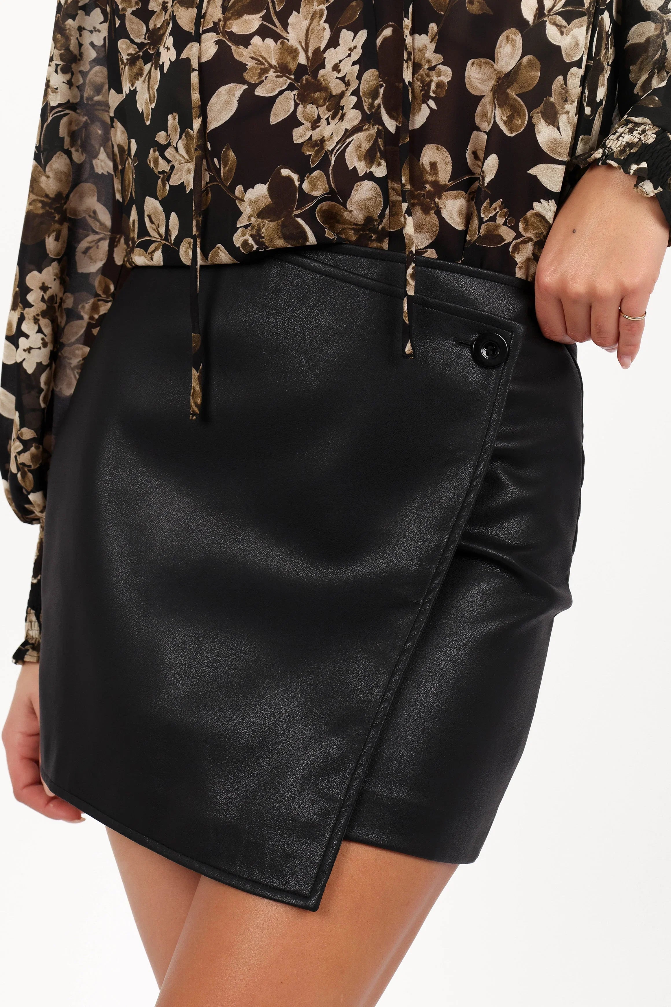 Rebecca Faux Leather Mini Skirt Black