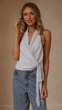 Belle Halter Neck Top Blue