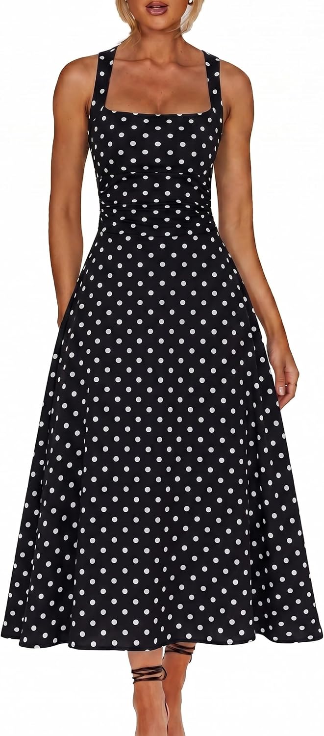 A Line Maxi Dress Ruffle Ruched Waist Flowy Long Dresses