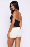 Moonshine Muse Knit Shorts White Black Polka Dot
