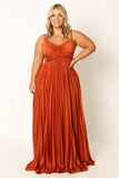 Naira Pleated Maxi Dress Sunset Orange