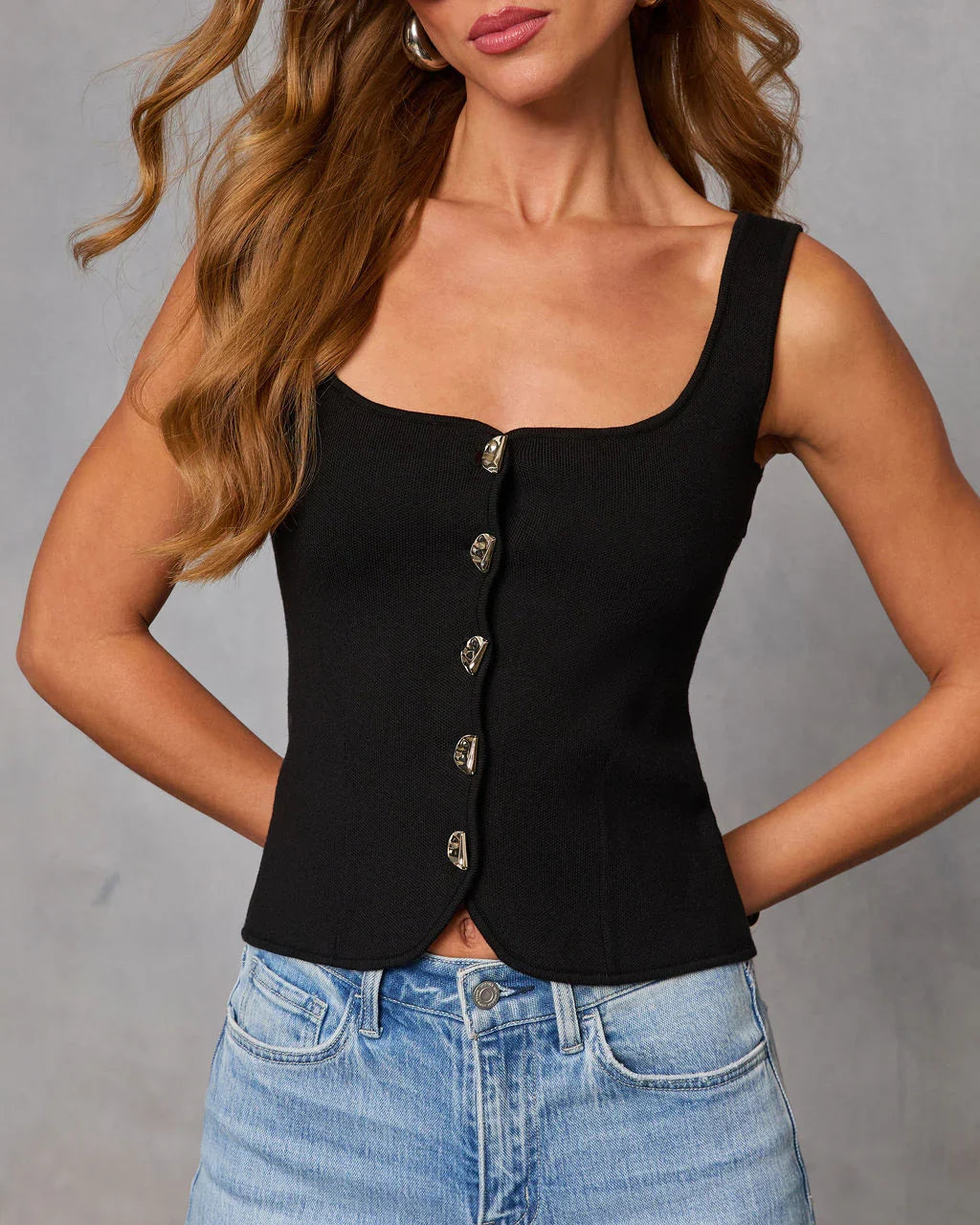 Sampson Ribbed Knit Button Down Top