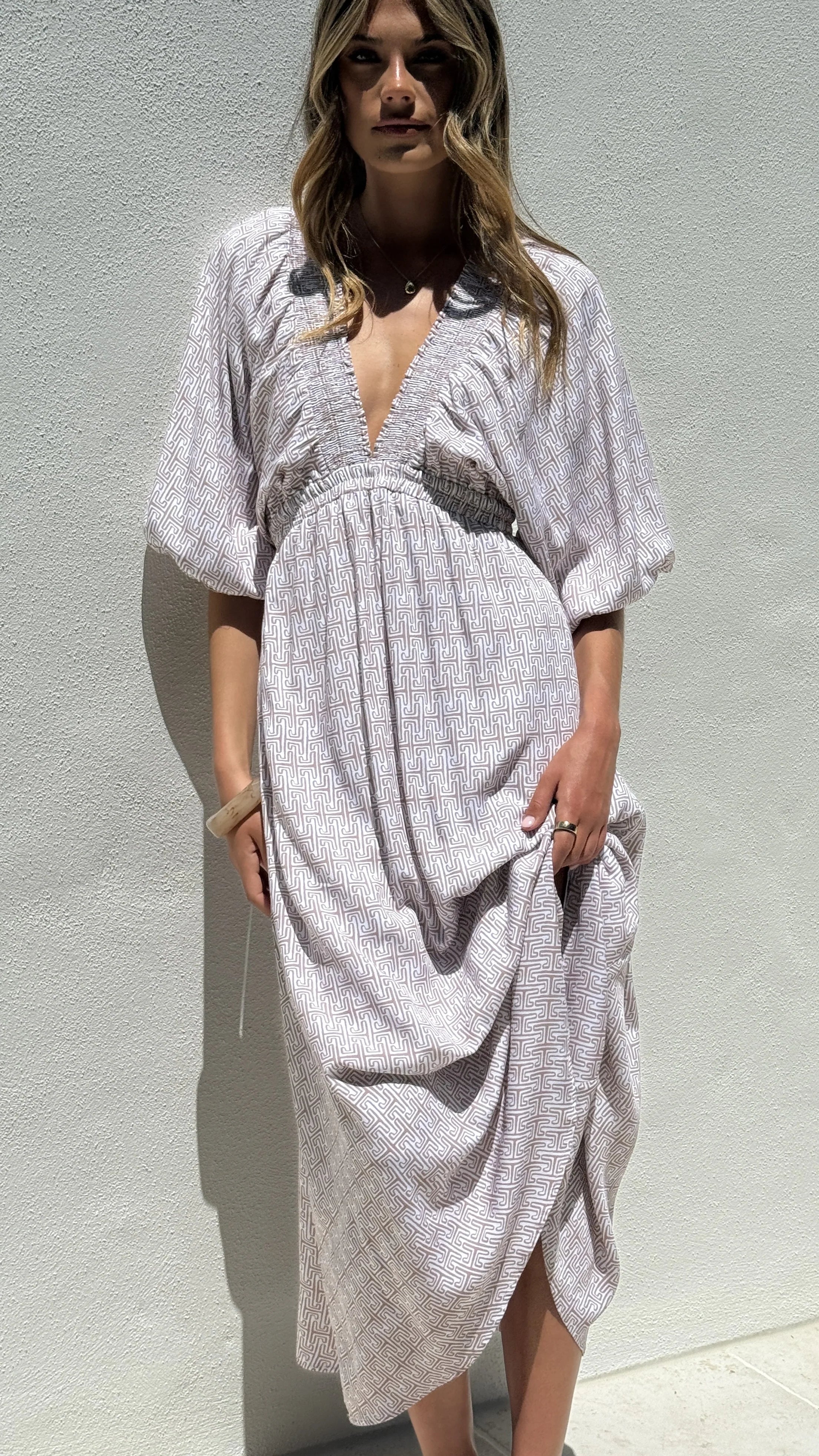 Camille Midi Dress Atlas Print