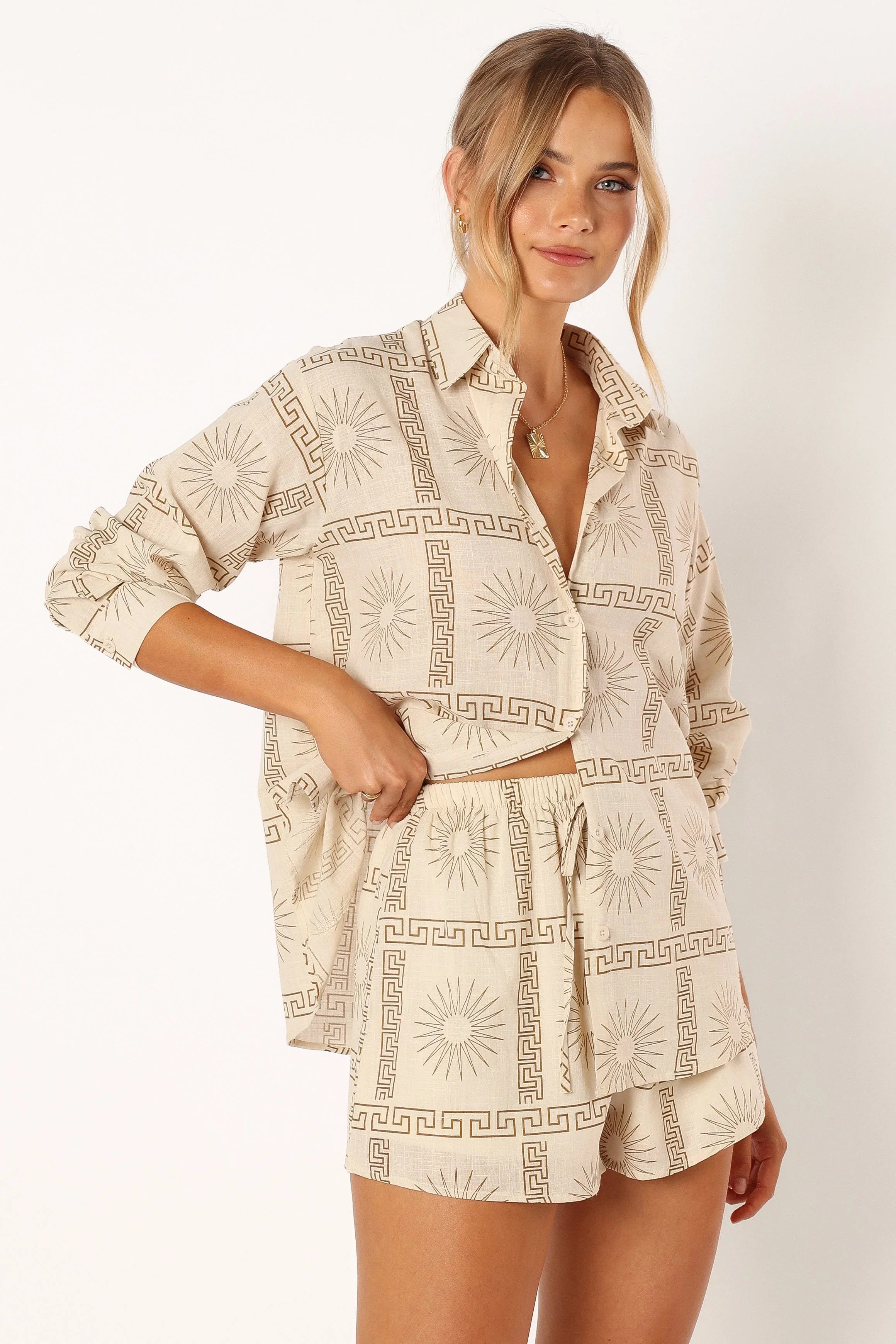 Penny Short Set Beige Print