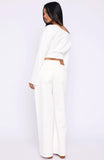 Kalaya Mid Rise Wide Leg Jeans Off White